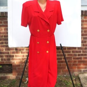 Liz Claiborne Red Padded Shoulder Maxi Dress Size; 14